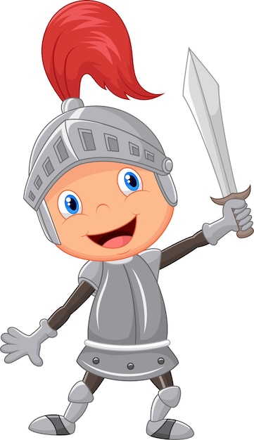 Vector cartoon knight boy