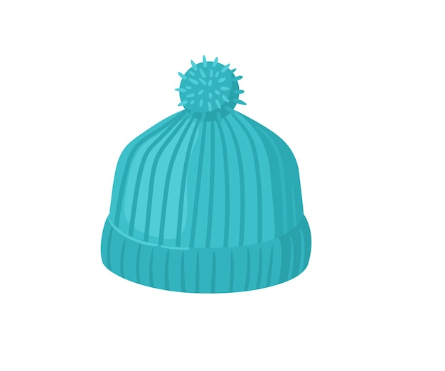 Cartoon knitted hat vector illustration female and male accessory