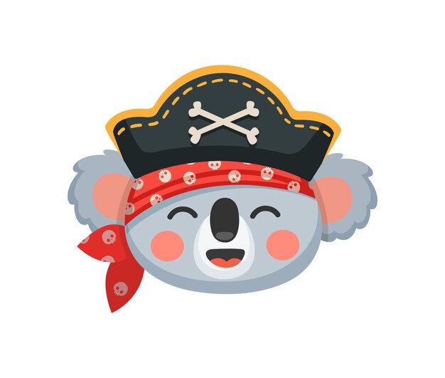 Vector cartoon koala animal pirate captain and corsair