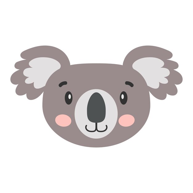 Vettore koala cartone animato testa di koala illustrazione carina di un volto di koala illustrazione vettoriale