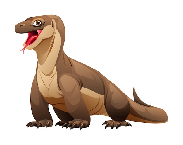 Vector cartoon komodo dragon vector illustration isolated on white background