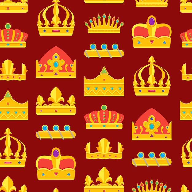 Cartoon Koninklijke Gouden Kroon Achtergrondpatroon Vector