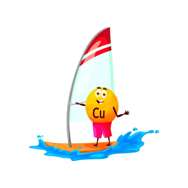 Cartoon koper of cuprum micronutriënt windsurfen