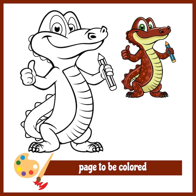 Cartoon krokodil A kleurplaten
