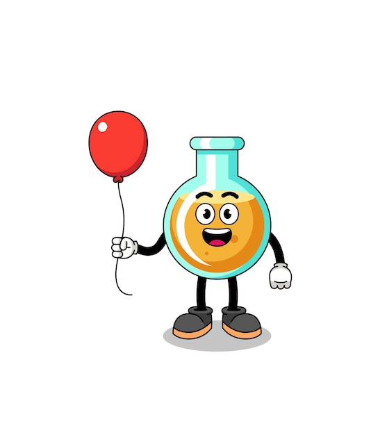 Cartoon of lab beakers holding a balloon