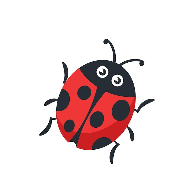 Cartoon Ladybug Funny Insect Character With Cute Face and Big Eyes Pest Control Service Mascot Design Element