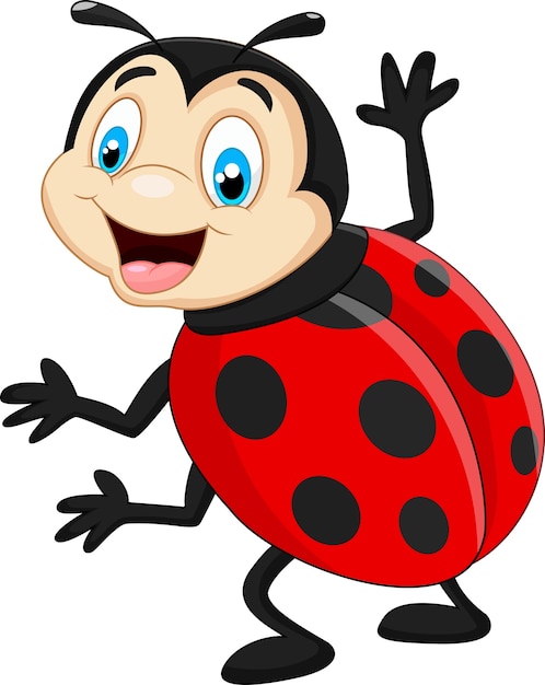 Cartoon ladybug waving