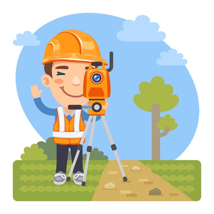 Premium Vector Cartoon land surveyor