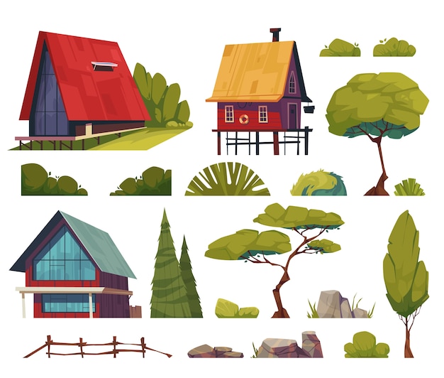 Vector cartoon landscape elements