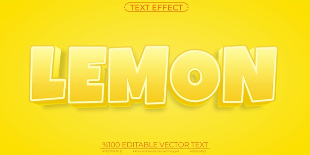 Cartoon lemon editable and scalable text effect