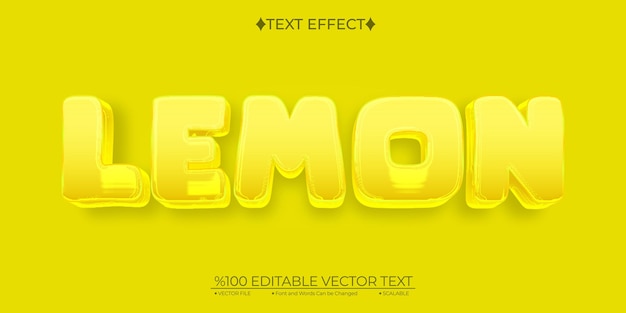 Cartoon Lemon Editable Vector Text Effect