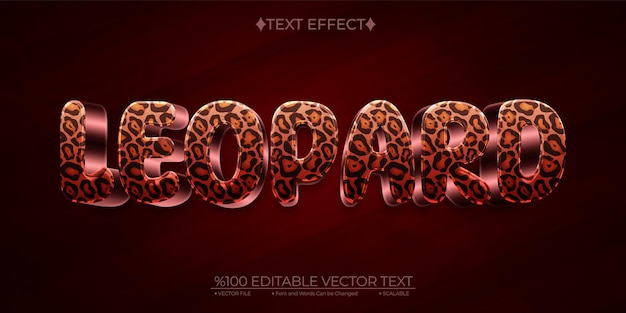 Vector cartoon leopard bewerkbare vector 3d teksteffect