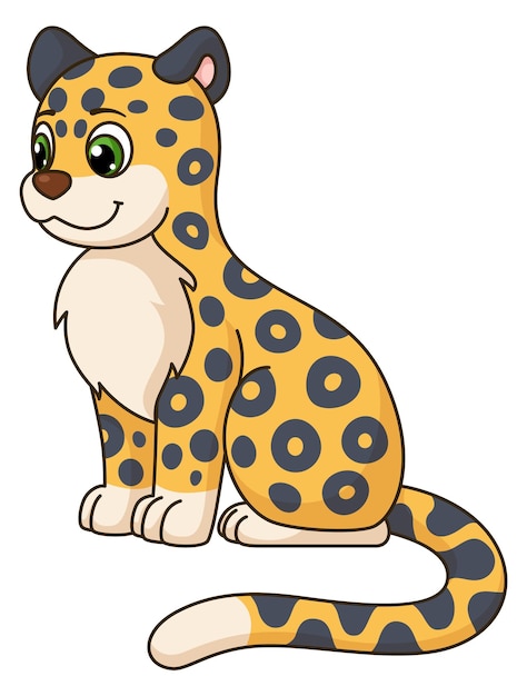 Leopardo cartoon divertente personaggio ghepardo baby jaguar isolato su sfondo bianco