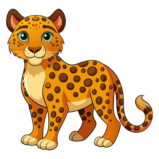 Vector cartoon leopard on white background