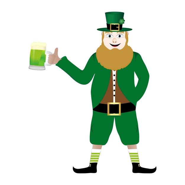 Vector cartoon leprechaun on st patricks day