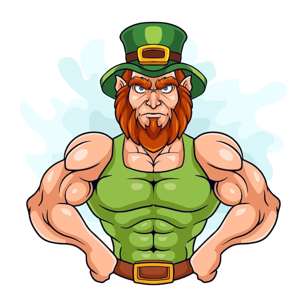 Vector cartoon leprechaun on white background