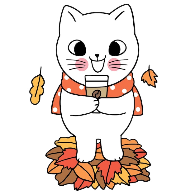 Vector cartoon leuke grappige herfst kat vector