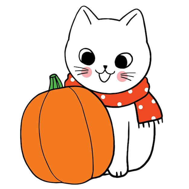 Vector cartoon leuke grappige herfst kat vector