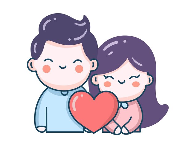 Cartoon liefhebbend paar schattige kinderen valentijnsdag postkaart Vector illustratie