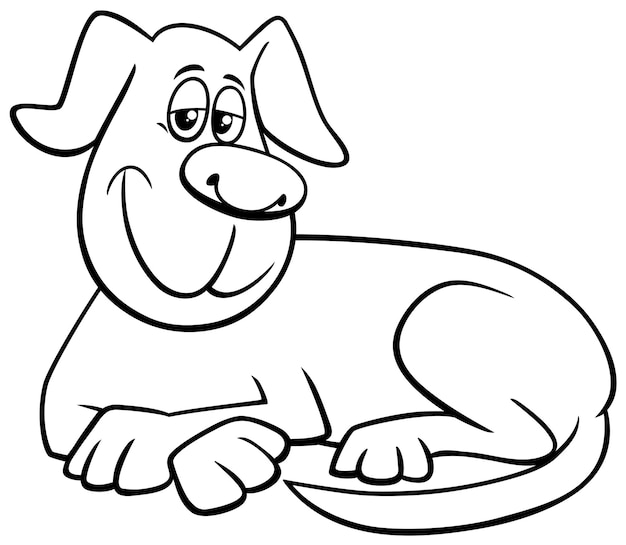 cartoon liggende hond strip dier personage kleurpagina