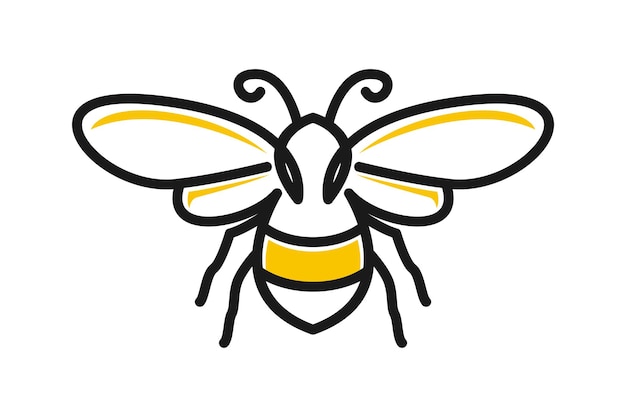 Cartoon line art honey bee bumblebee logo clip art design