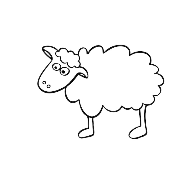 Эскиз мультяшной линии баран овец вектор