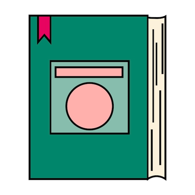 Cartoon lineaire icoon van een boek geïsoleerd op een witte achtergrond
