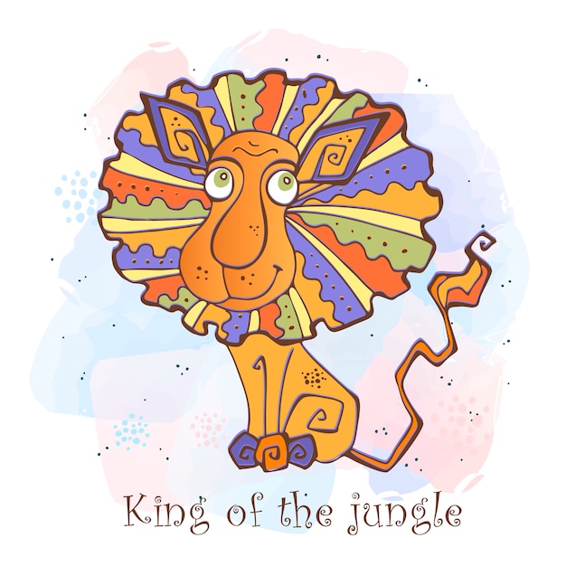 Vector cartoon lion in a cute style. king of the jungle