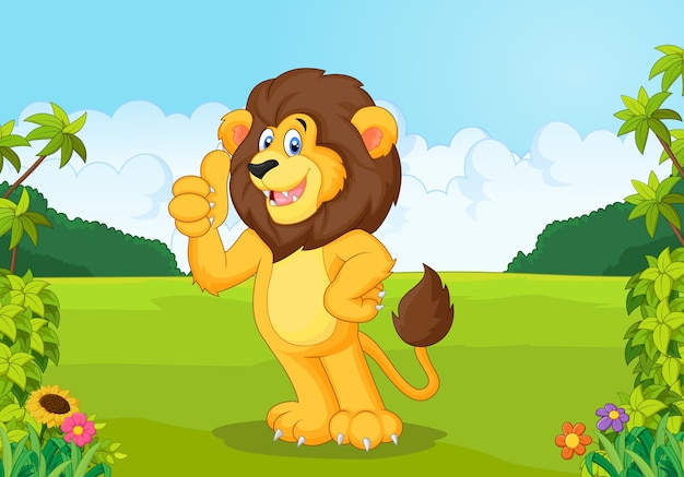 Cartoon lion giving thumb up