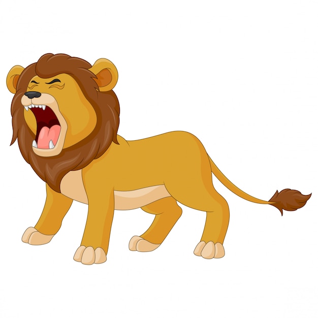 Vector cartoon the lion is roaring