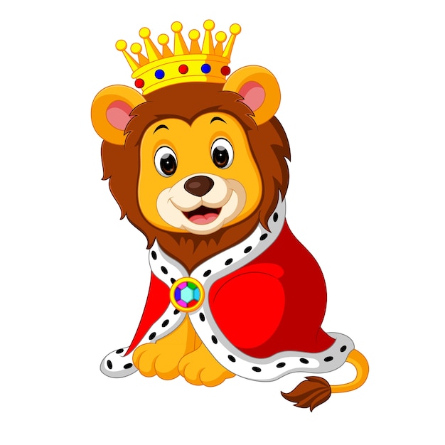 Cartoon lion in king outfit