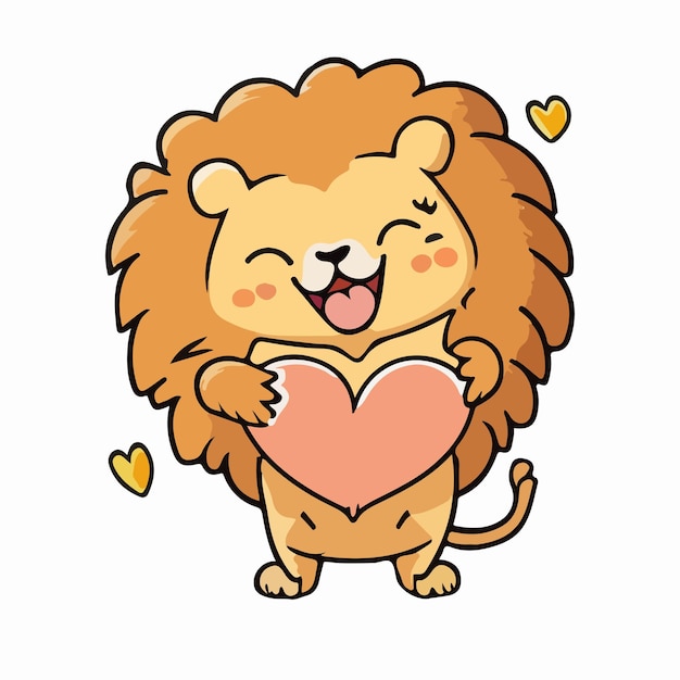 A cartoon lion with a heart on his chest