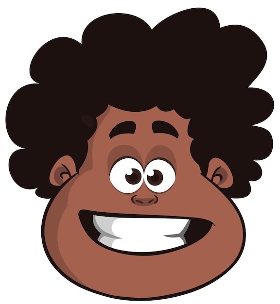 Vector cartoon little afroamericanl boy xavector illustration of young teenager outlined boy head drawing