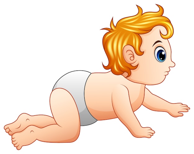 Cartoon little boy crawling