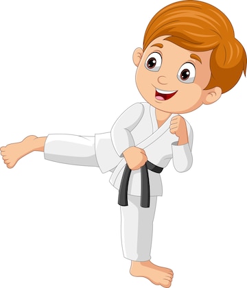 Premium Vector | Cartoon little boy training karate