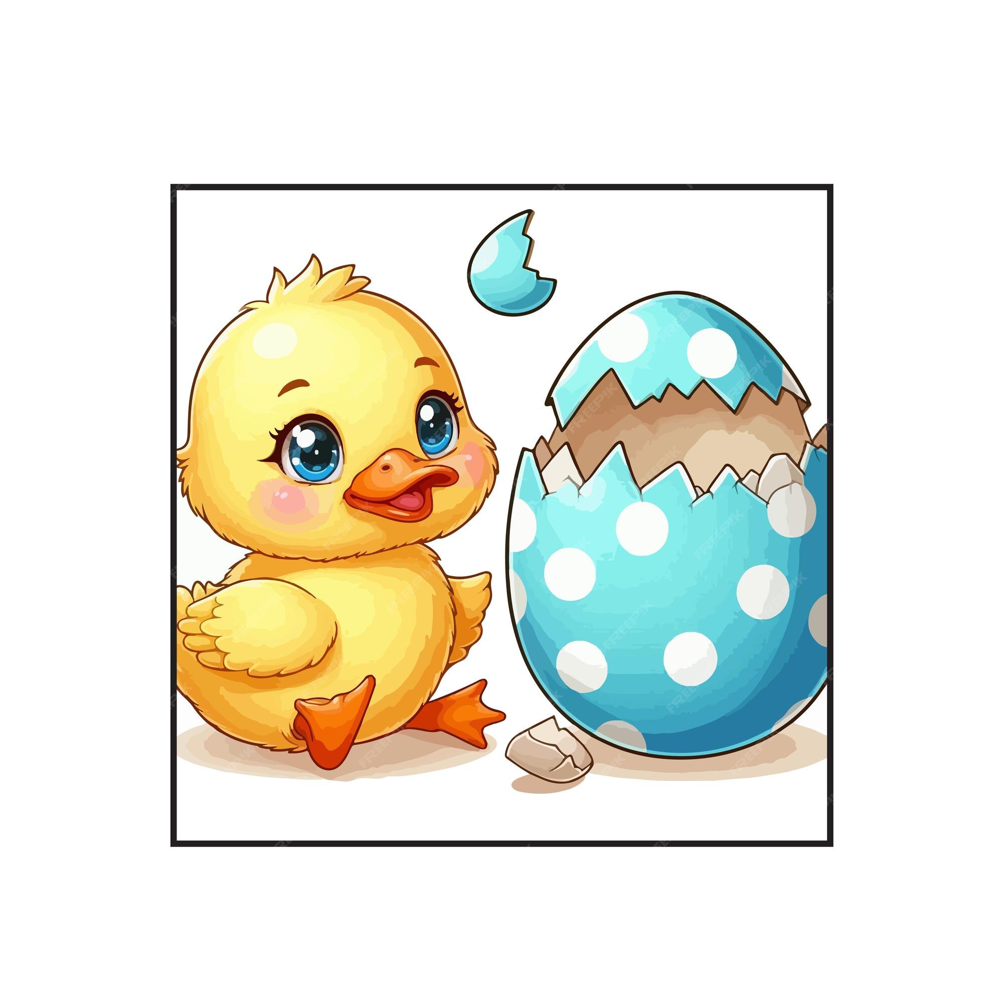 Cartoon Little duck hatching from an egg 1 | Premium AI-generated vector