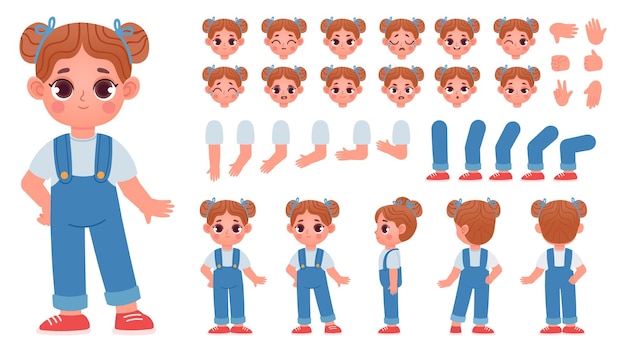 Girl head profile cute cartoon person side view Vector Image