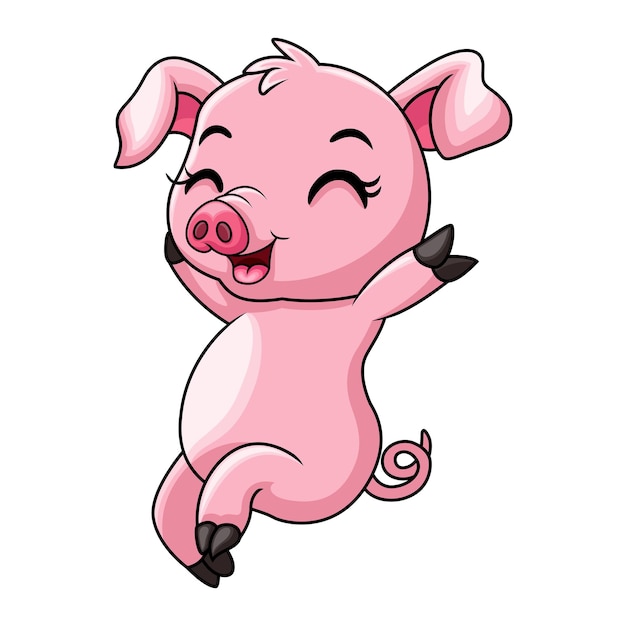 Cartoon little pig a dancing