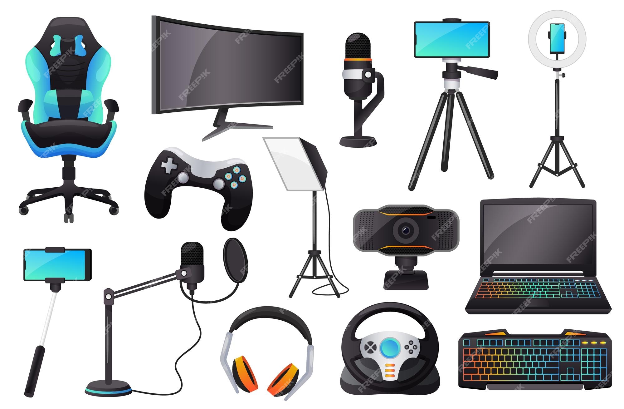 Premium Vector  Cartoon live streaming and gaming accessories