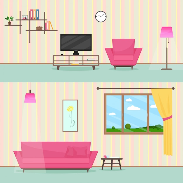 Cartoon livingroom interior