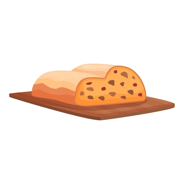 cartoon loaf of bread on wooden cutting board