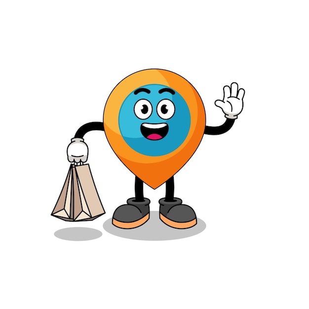 Cartoon of location symbol shopping