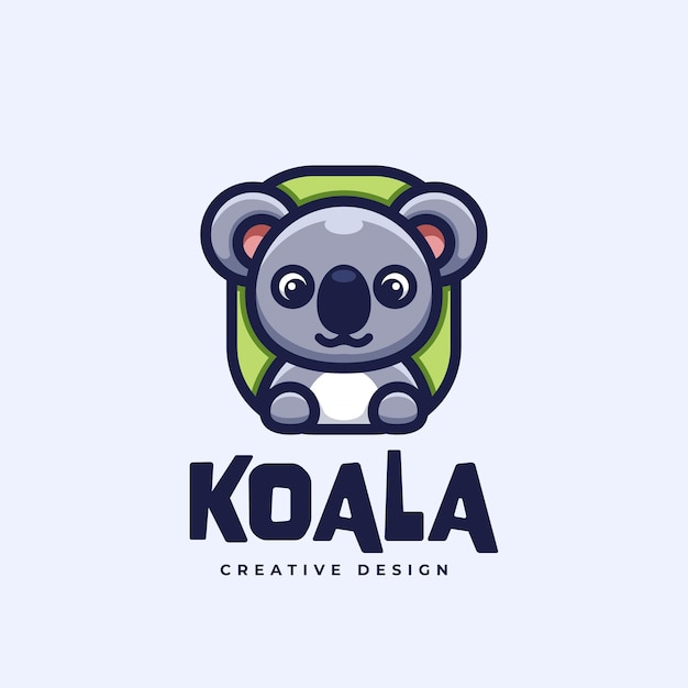 Vector cartoon logo cute koala funny design