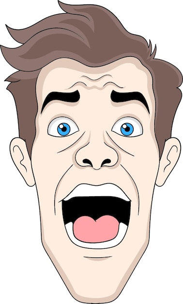 cartoon logo of mans head opening mouth creative image