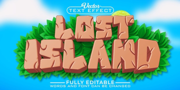 Cartoon Lost Island Vector Editable Text Effect Template