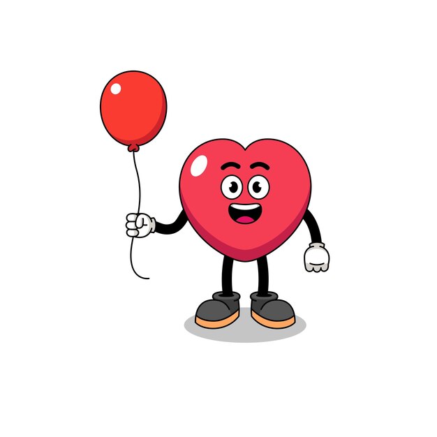 Cartoon of love holding a balloon character design