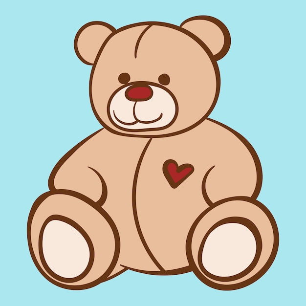 Cartoon lovely teddy bear children's toy boy vector line art