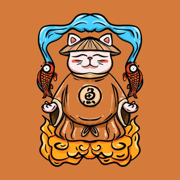 Дизайн иллюстрации мультфильм lucky cat