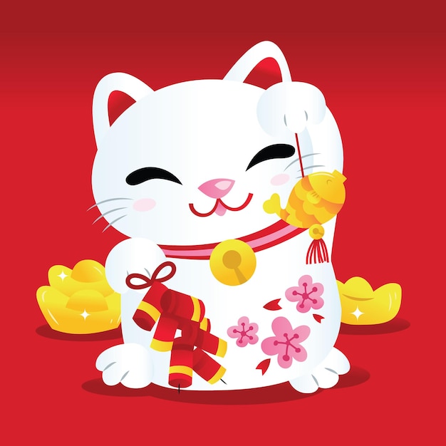 Vector cartoon lucky cat