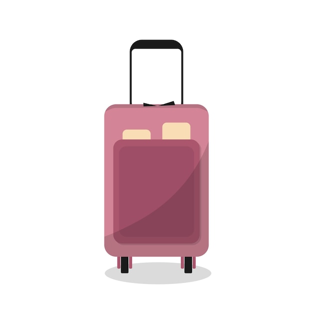 Cartoon luggage suitcase on wheels Isolate on a white background Vector illustration